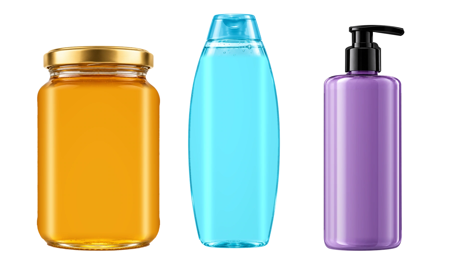Tarro de miel, gel de aloe y crema de lavanda preparados para mostrar la aplicación de sus etiquetas